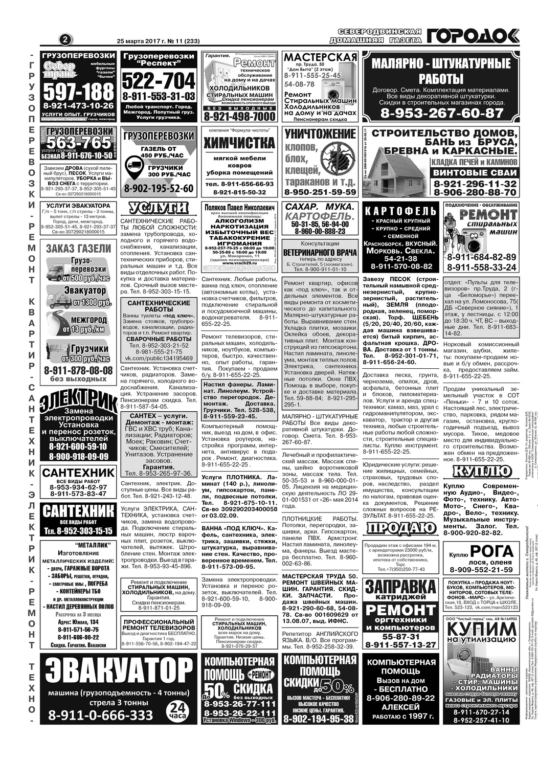 Городок плюс, выпуск номер 11 от 25 марта 2017 года, страница 2.