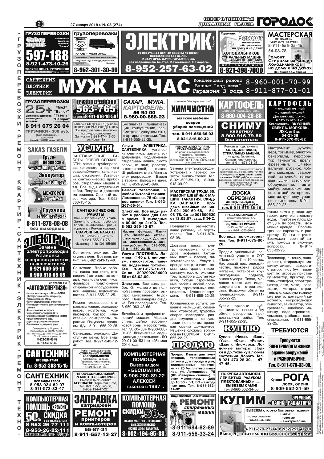 Городок плюс, выпуск номер 3 от 27 января 2018 года, страница 2.
