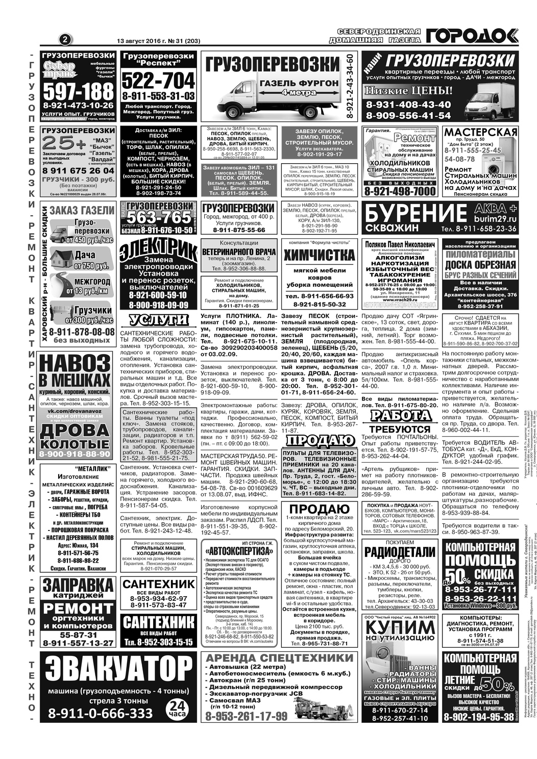 Городок плюс, выпуск номер 31 от 12 августа 2016 года, страница 2.