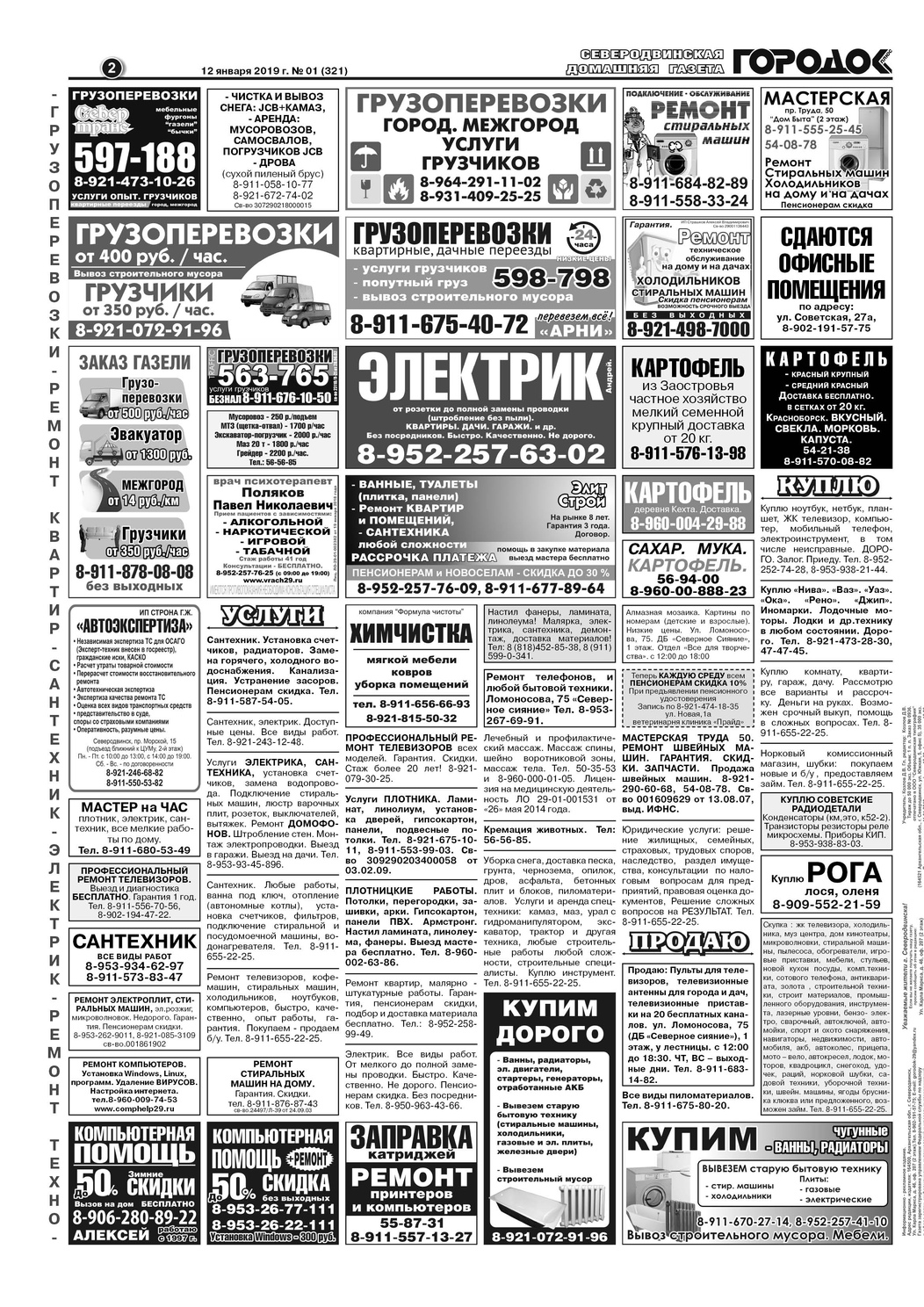 Городок плюс, выпуск номер 1 от 13 января 2019 года, страница 2.