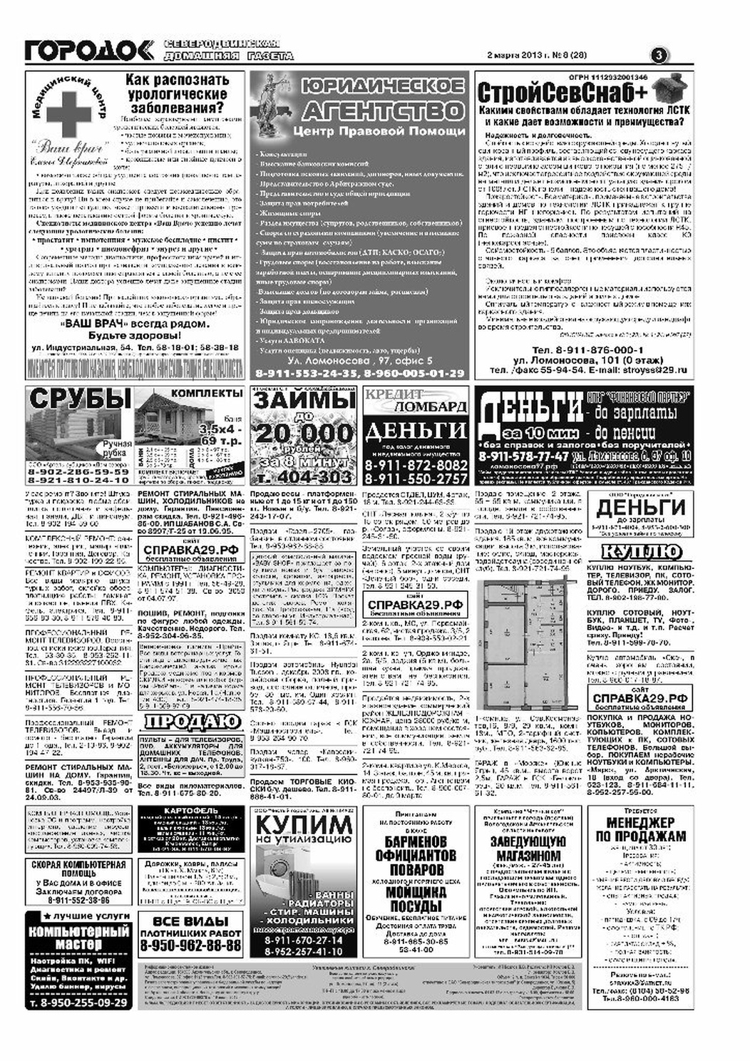Городок плюс, выпуск номер 8 от 02 марта 2013 года, страница 3.