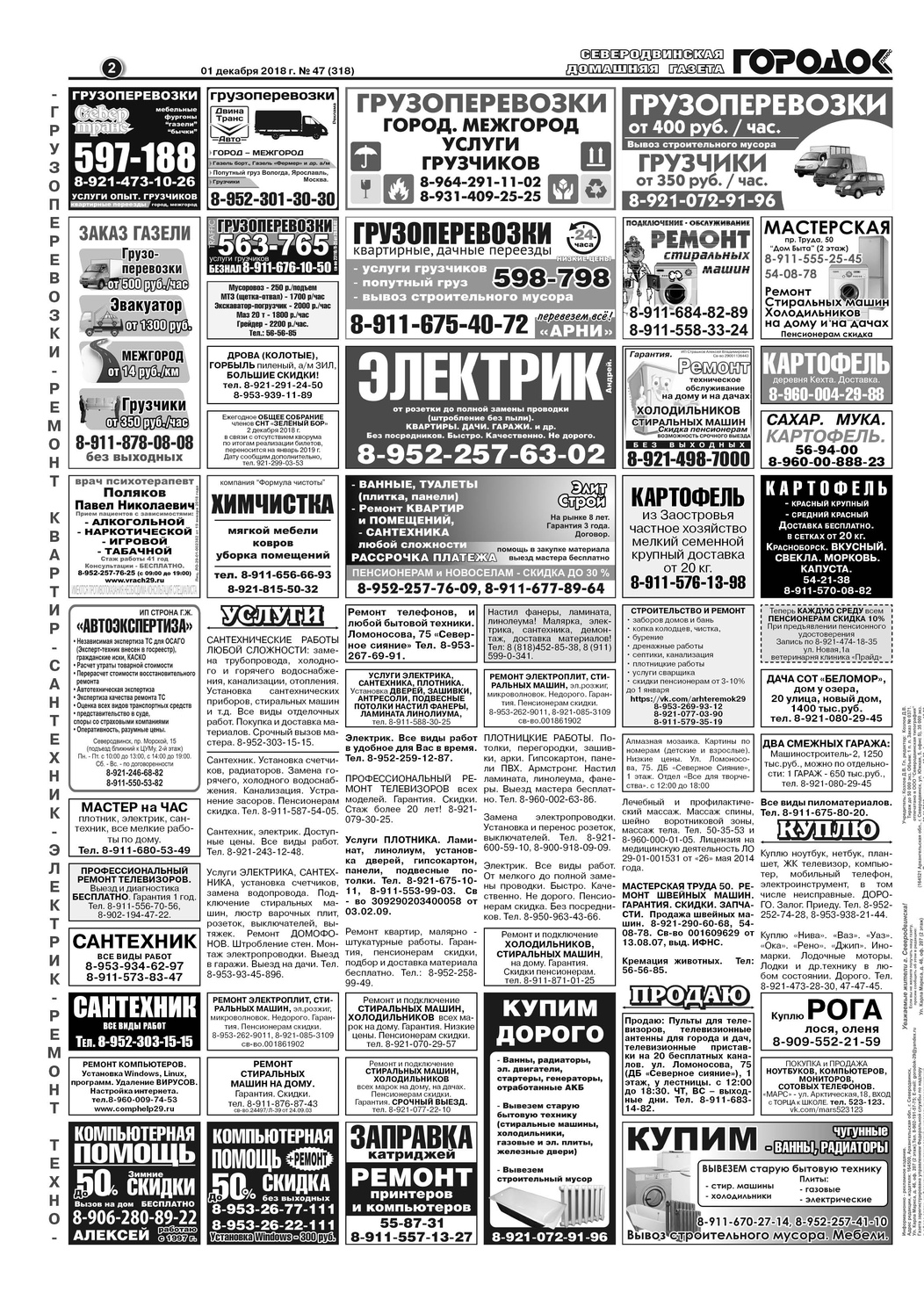 Городок плюс, выпуск номер 47 от 01 декабря 2018 года, страница 2.