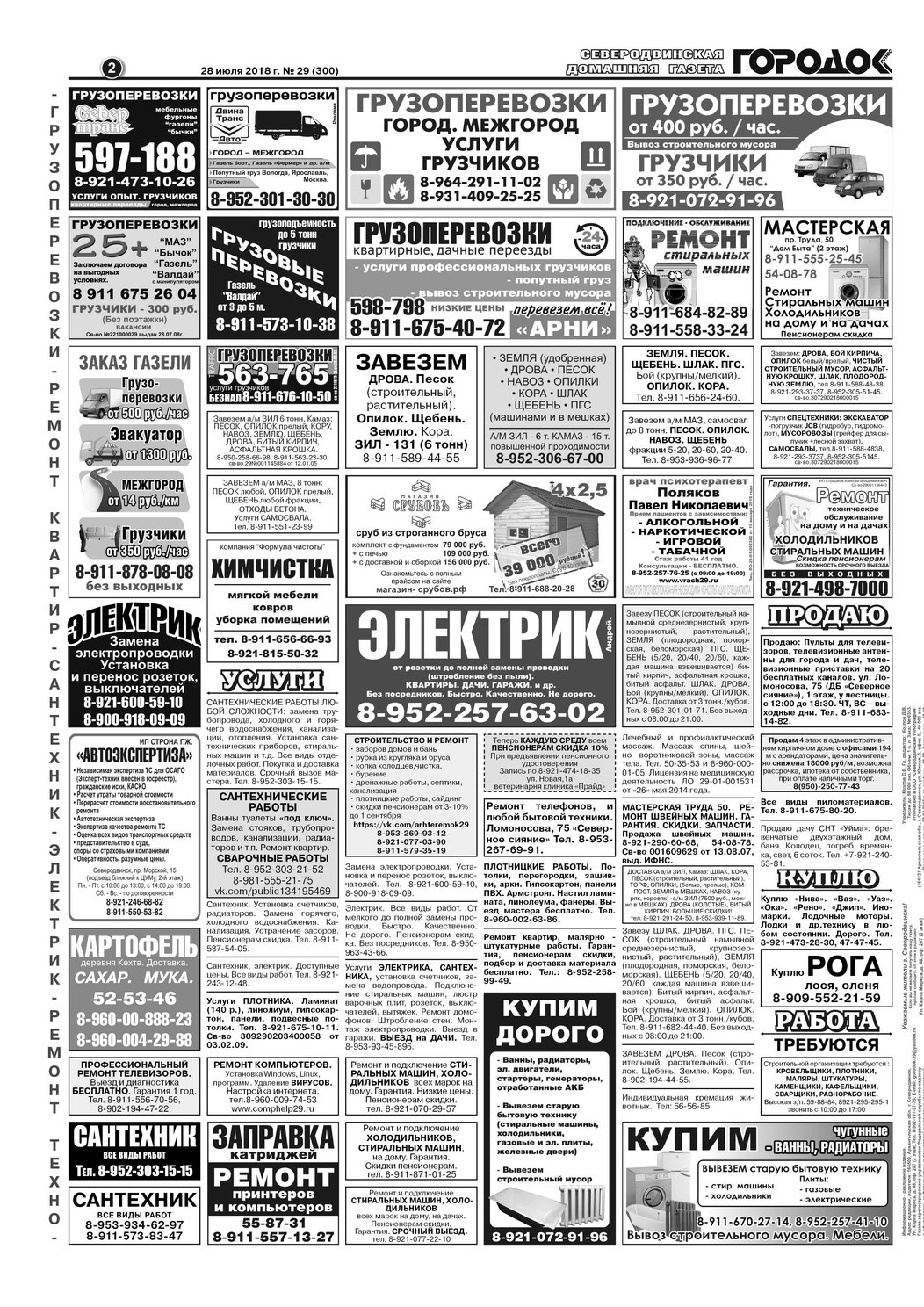 Городок плюс, выпуск номер 29 от 30 июля 2018 года, страница 2.