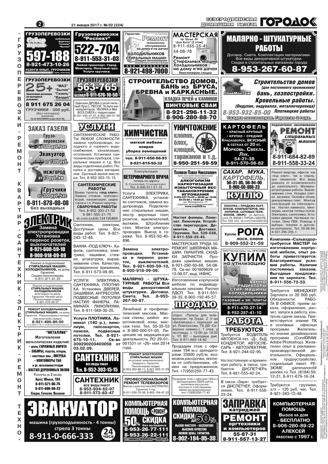 Городок плюс, выпуск номер 2 от 21 января 2017 года, страница 2.