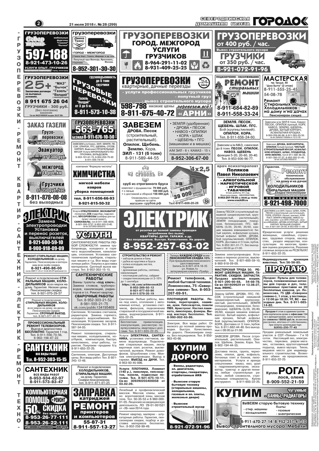 Городок плюс, выпуск номер 28 от 21 июля 2018 года, страница 2.