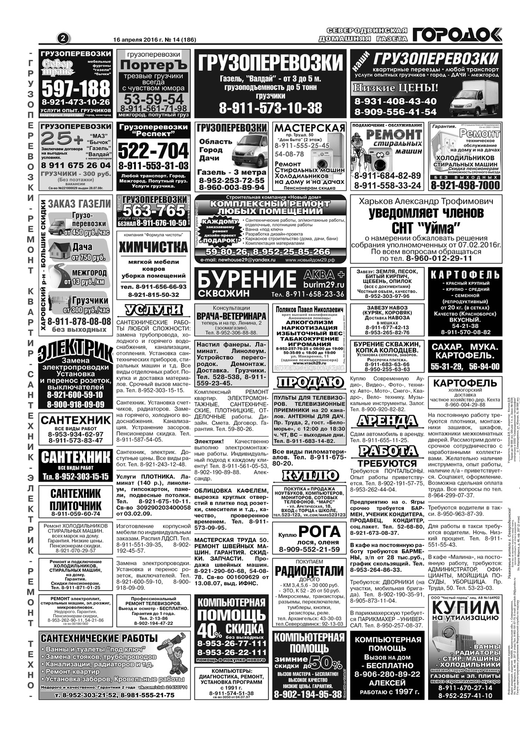 Городок плюс, выпуск номер 14 от 16 апреля 2016 года, страница 2.