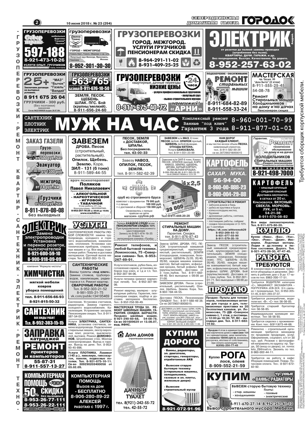 Городок плюс, выпуск номер 23 от 16 июня 2018 года, страница 2.