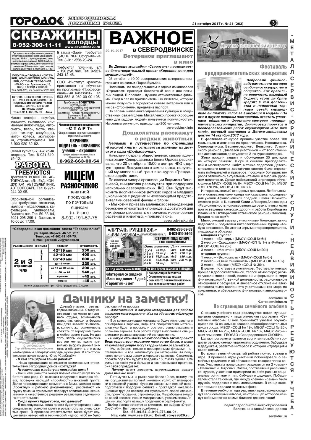 Городок плюс, выпуск номер 41 от 21 октября 2017 года, страница 3.