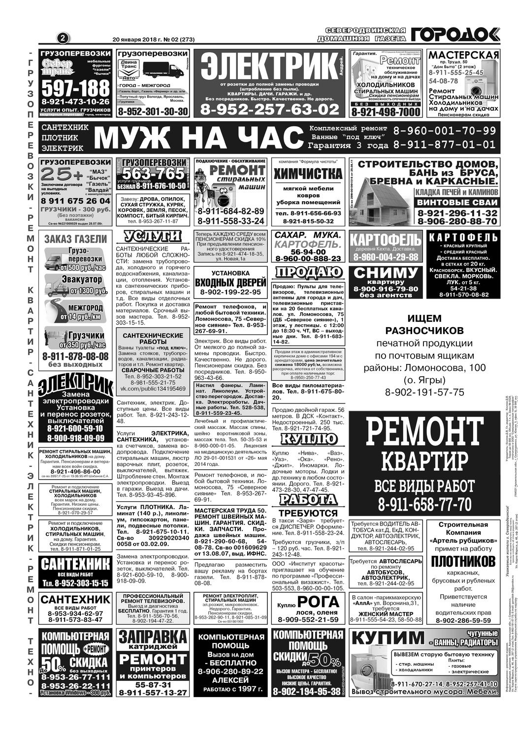 Городок плюс, выпуск номер 2 от 20 января 2018 года, страница 2.