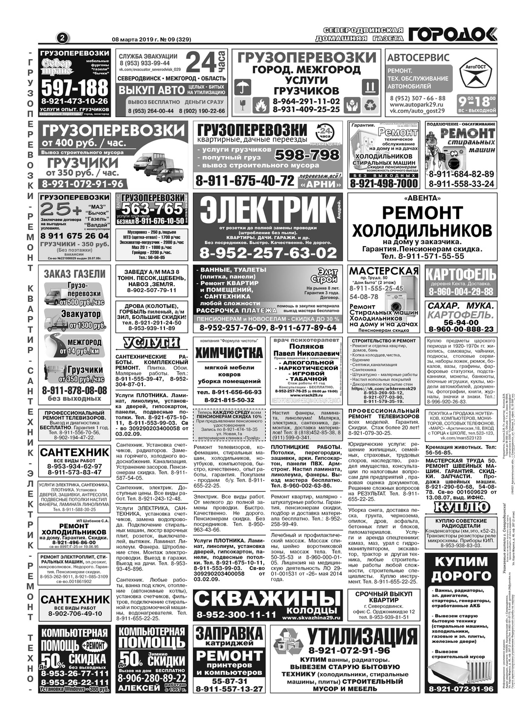 Городок плюс, выпуск номер 9 от 08 марта 2019 года, страница 2.