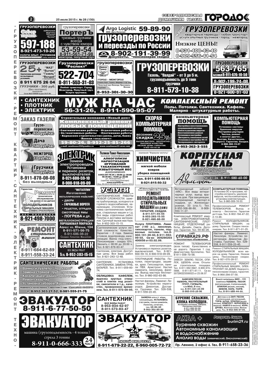 Городок плюс, выпуск номер 28 от 25 июля 2015 года, страница 2.