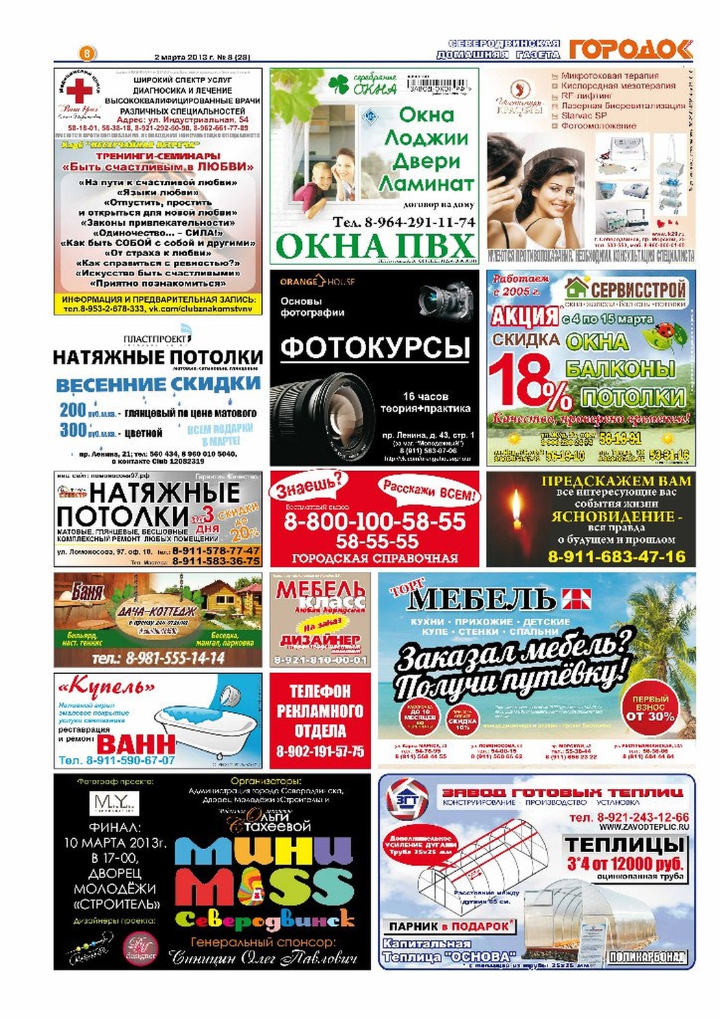 Городок плюс, выпуск номер 8 от 02 марта 2013 года, страница 8.