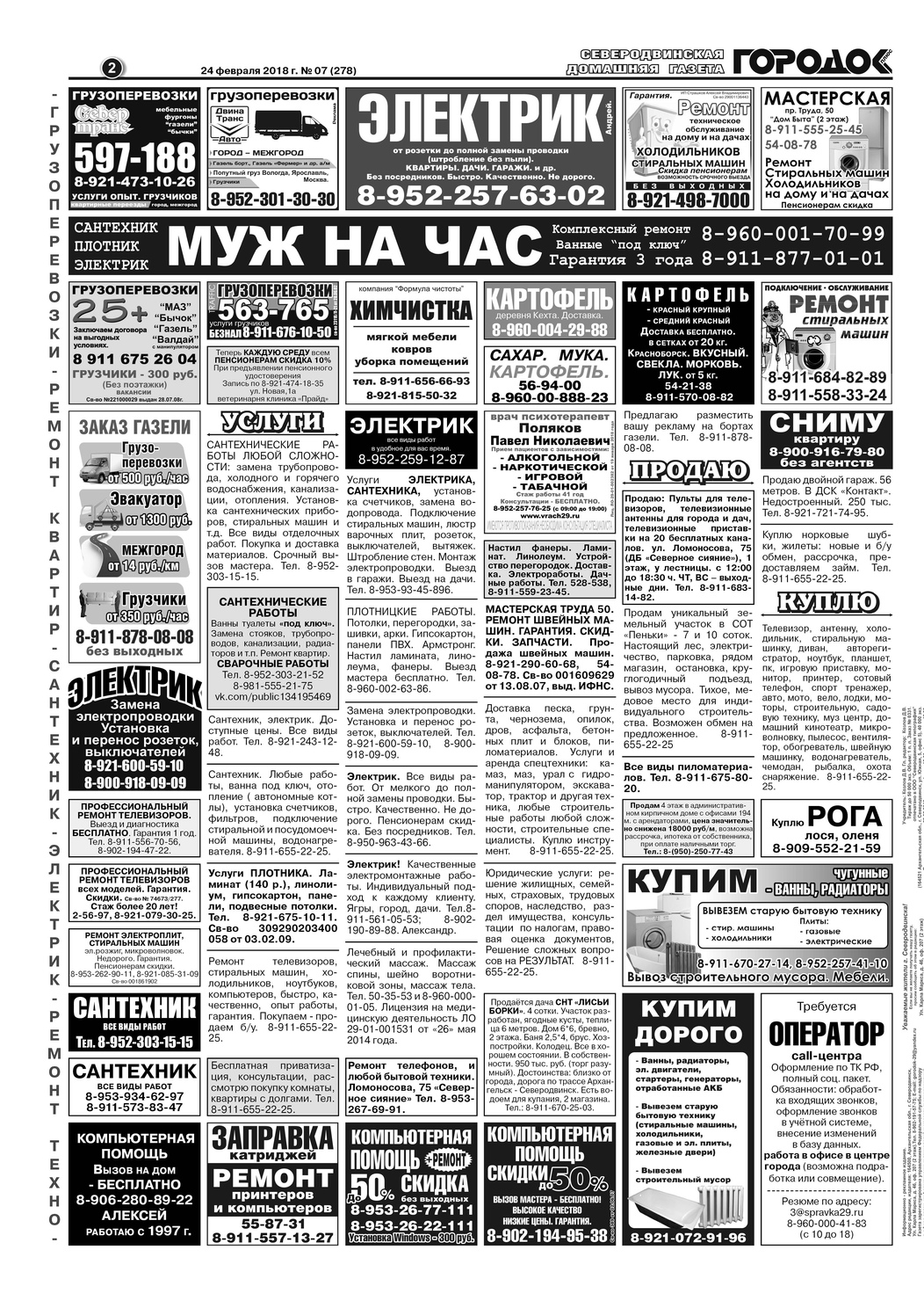 Городок плюс, выпуск номер 7 от 24 февраля 2018 года, страница 2.