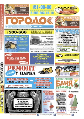 Городок плюс, выпуск номер 22 от 09 июня 2018 года.