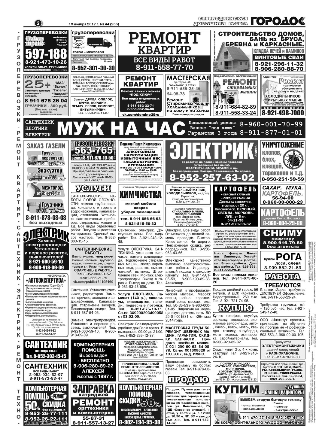 Городок плюс, выпуск номер 44 от 18 ноября 2017 года, страница 2.